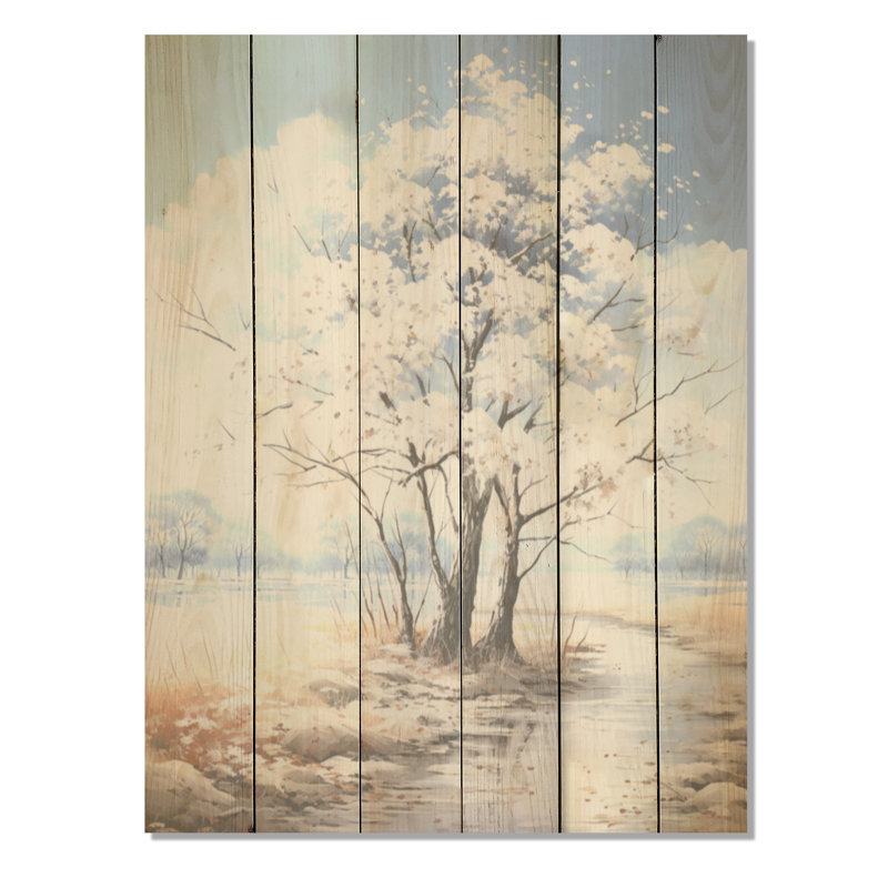 Paysage d'érables blancs - érable sur bois, art sur bois de pin naturel, H 32 po x l 24 po