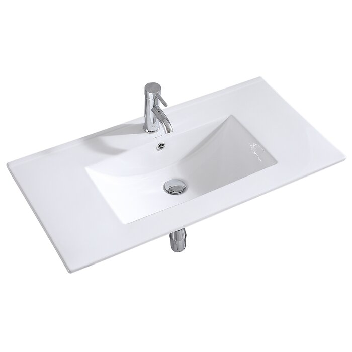 Wonline 18.1'' White Ceramic Rectangular Drop-in Bathroom Sink with ...