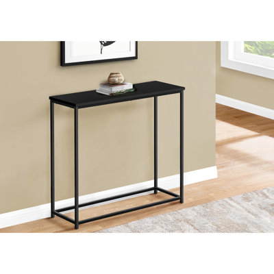 Narrow Accent Table For Living Room - Black Laminate & Metal, Contemporary Flair Entryway Side Metal Laminate, Modern