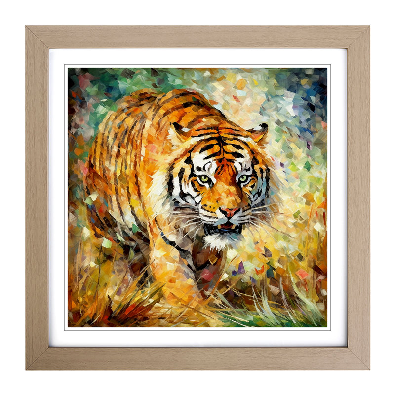 Tiger Post-Impressionism - Framed Print, Oak