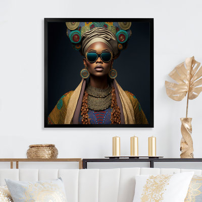 Princesse africaine avec bijoux en or - reproduction sur toile