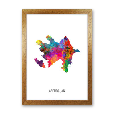 Azerbaijan Watercolour Map by Michael Tompsett - Print