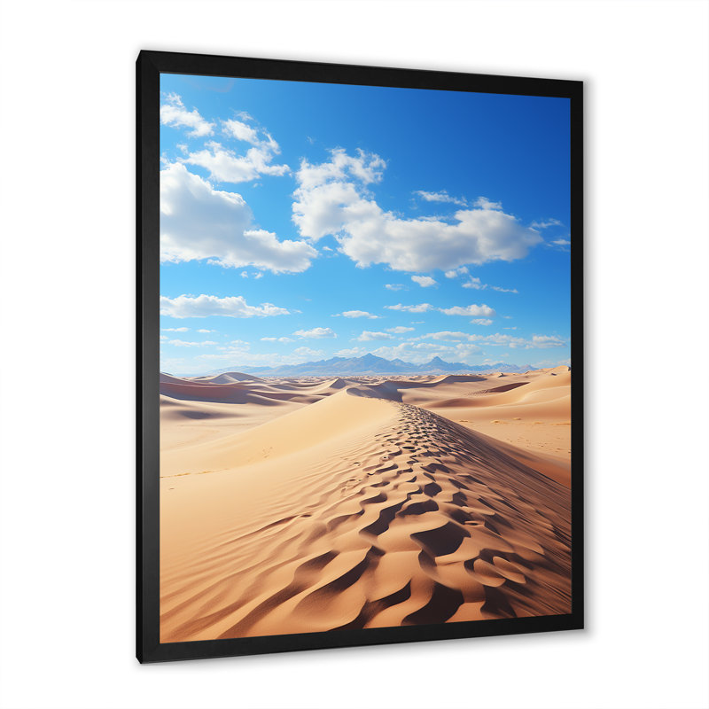 "Horizon panoramique des dunes du désert IV", H 20 po x l 12 po x P 1 po, Cadre simple noir