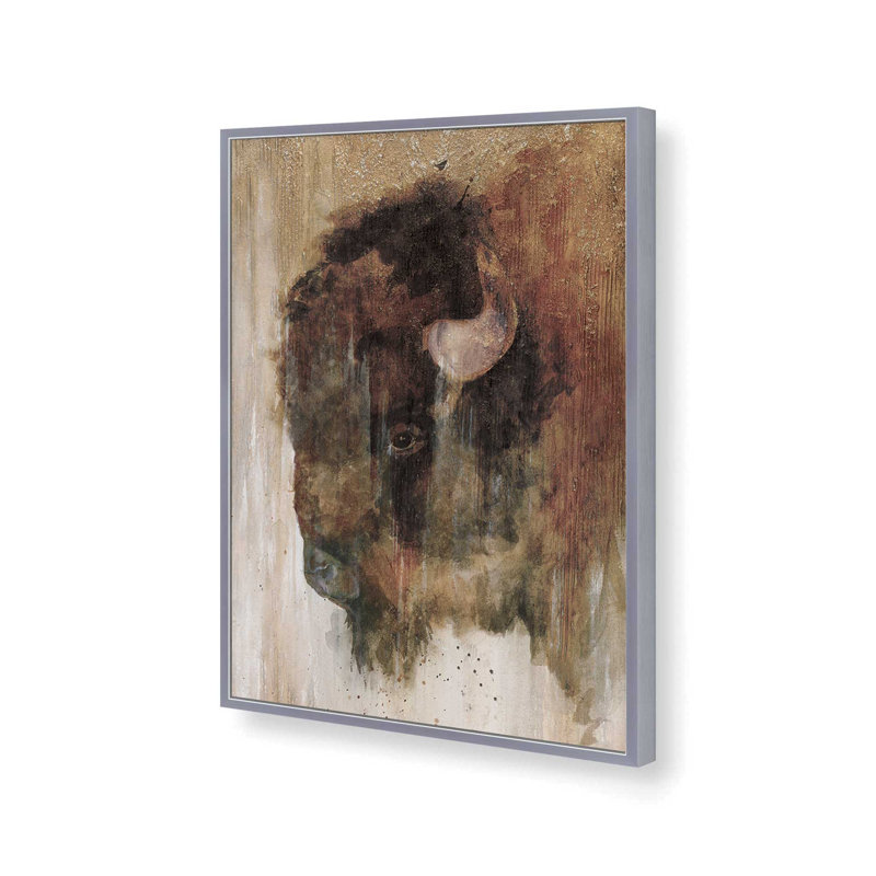 Illusive Buffalo by White Ladder Art Print, 12 W x 16 H, Silver, Framed Print