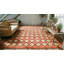 Rustic Red Antique Flatwoven Geometric French Fleur De Lis Design Needlepoint Carpet
