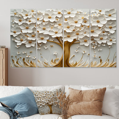 Ensemble de décorations murales White Basswood Blossoms Tree I - Arbre cerisier en fleurs