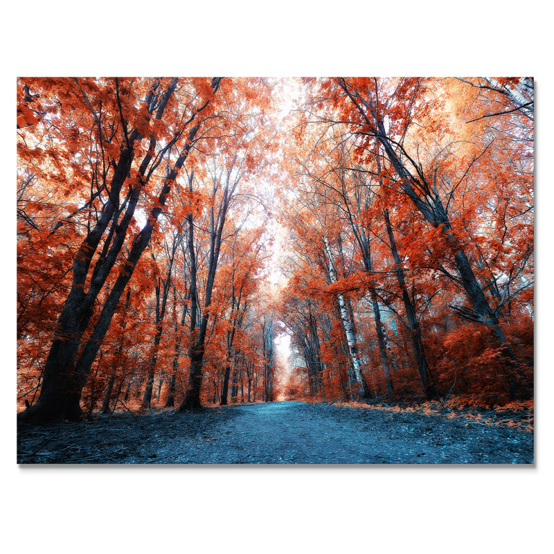 Mustic Red Fall Forest - Décoration murale traditionnelle sur toile, H 12 po x l 20 po x P 1 po, Toile tendue