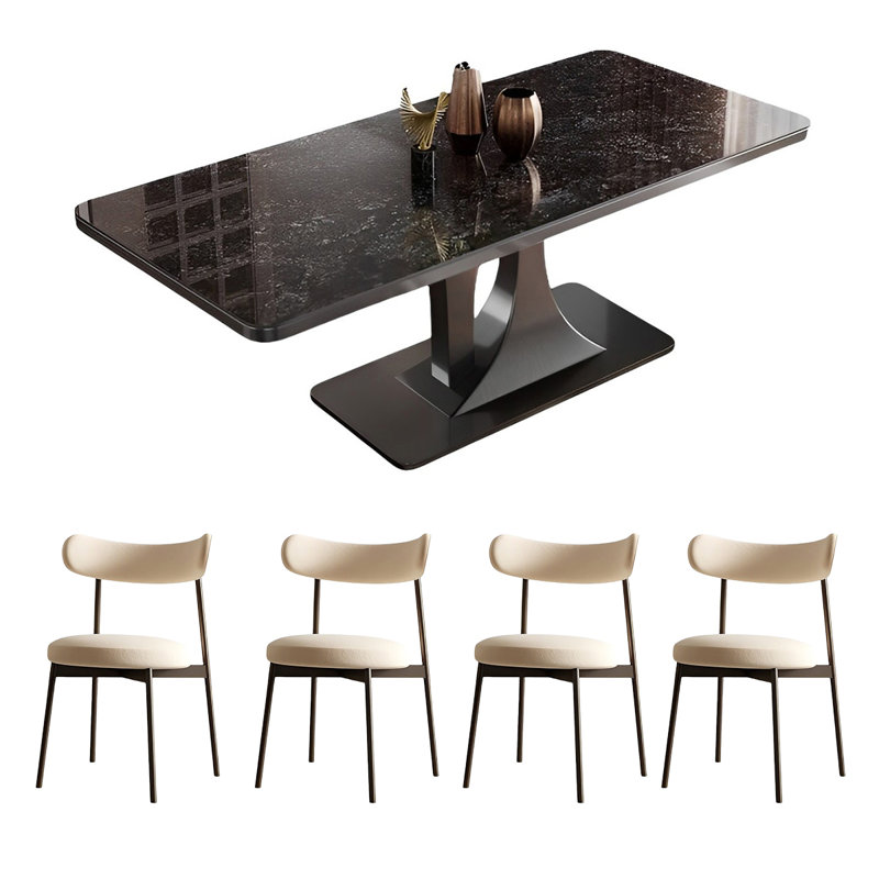 Ensemble de table de salle à manger rectangulaire et chaises, H 29,52 po x L 62,99 po x l 33,46 po