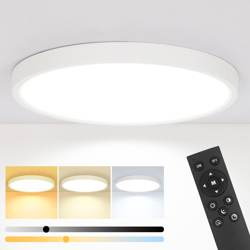 30Cm White Ultra Slim Dimmable LED Flush Mount Ceiling Light With Remote