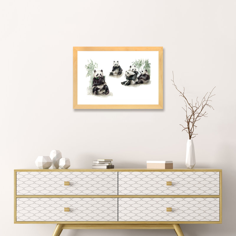 Pandas, H 24 po x l 32 po x P 1 po, Papier encadré naturel