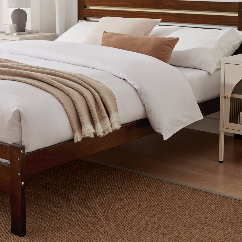 Aichele Solid Wood Bed, Walnut, Double (4'6)