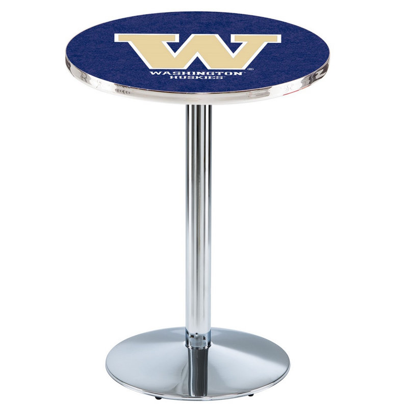 Round Metal Base Dining Table, Chrome, University of Washington