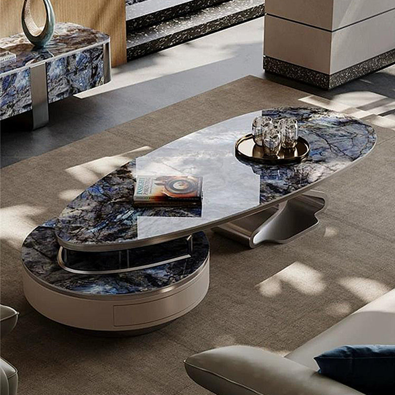 Italian Light Luxury Personalized Coffee Table Set, Blue