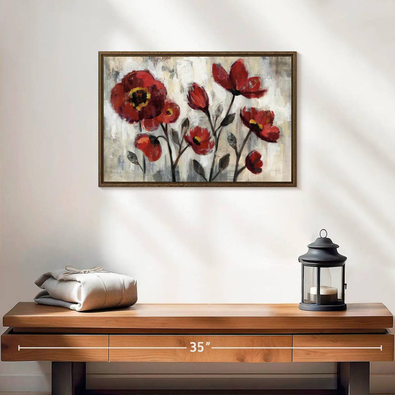 Simplicité florale, 19 po x 13 po, Cadre flottant noyer
