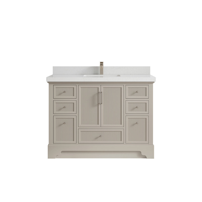 Meuble-lavabo simple autoportant 48 po avec plateau en quartz Alys