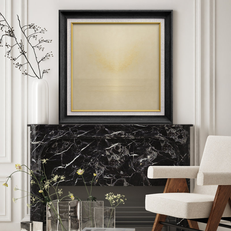«Minimal Neutral Horizon Abstract Landscape», reproduction d'art sur toile encadrée, Cadre noir de qualité supérieure