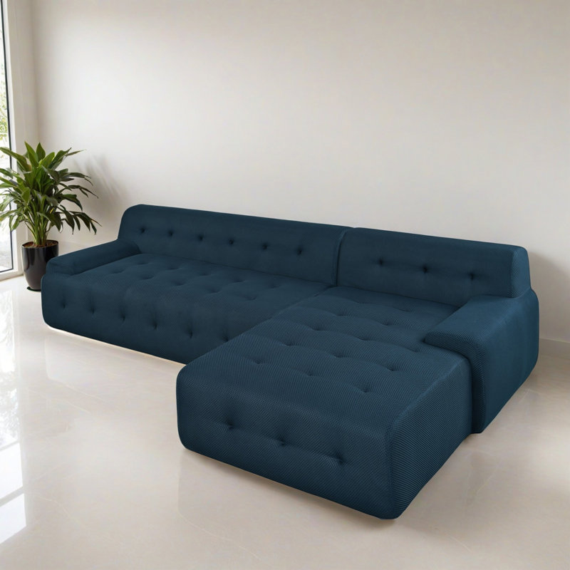 Canapé-lit modulaire 2 pièces pour salon, Polyester bleu foncé