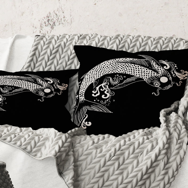 Coussin Rectangle, Chinoiserie Koi Fish I - Traditional