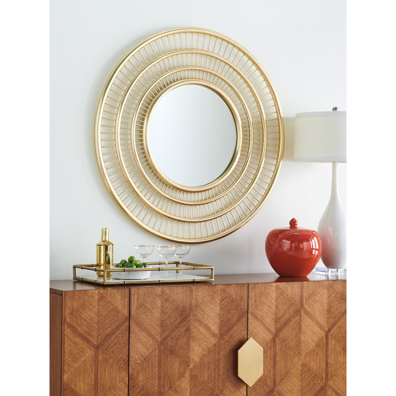 Gold and Silver Round Sunburst Wall Mirror