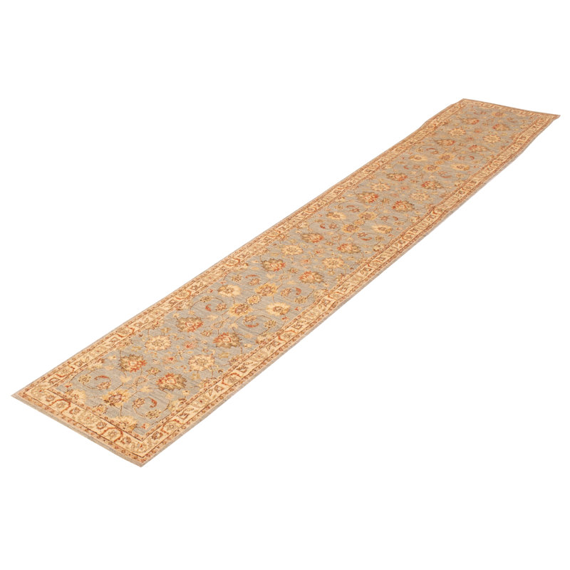 Tapis bleu clair Peshawar Oushak 2 pi 7 po x 13 pi 10 po