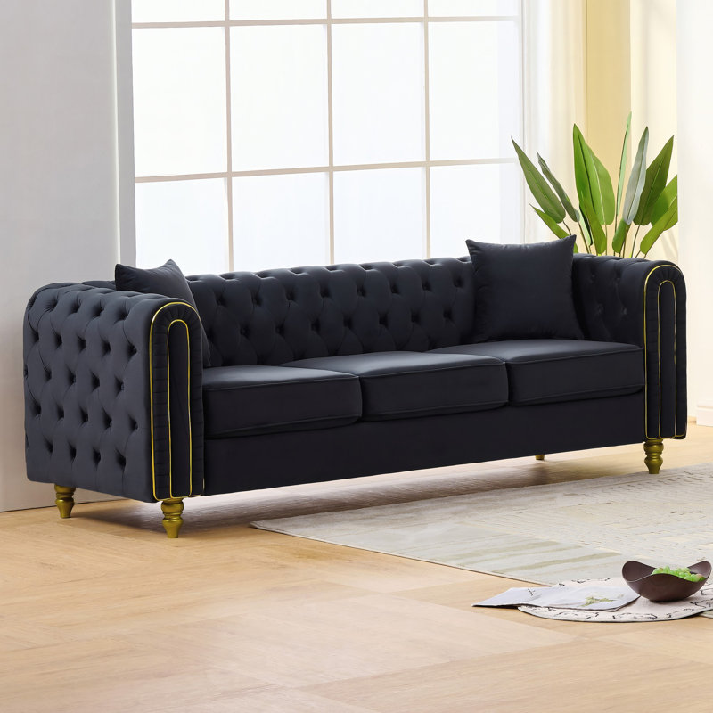 Canapé 86 po 86 po Chesterfield, Black