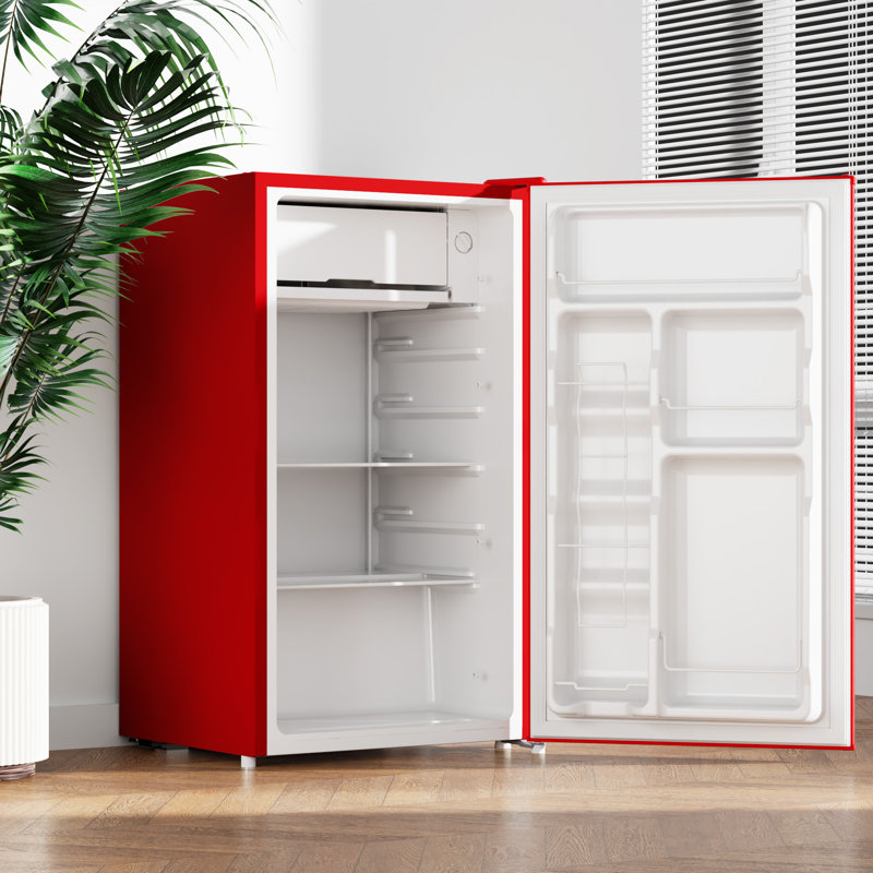 BANGSON 3.2 Cu.Ft Mini Fridge with Freezer, Low Noise Energy Efficient Compact Refrigerator for Dorm Room, Apartment, Office，Red