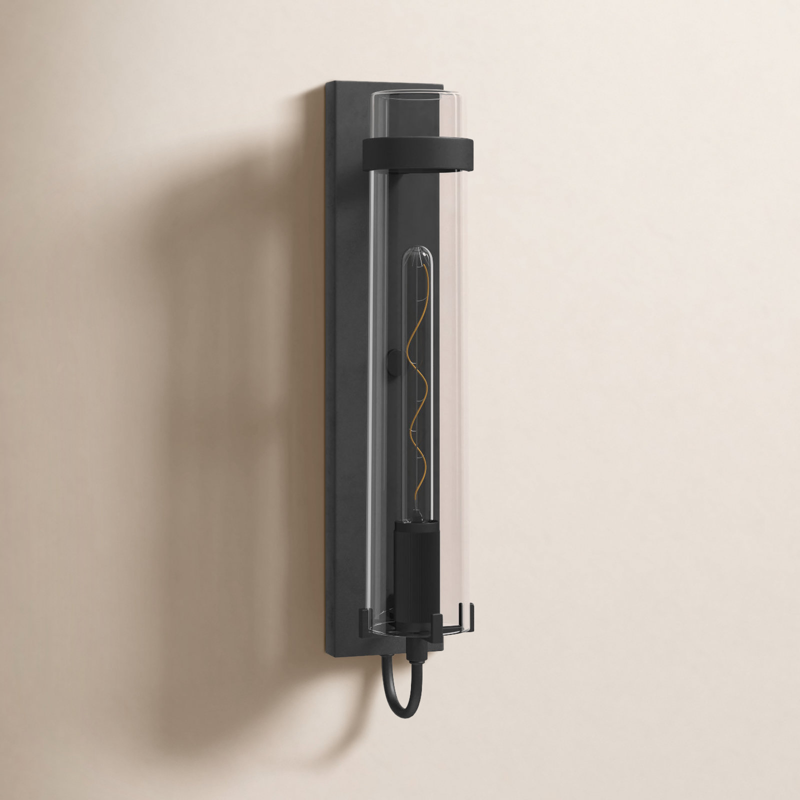 Cala Single Light Cylinder Outdoor Aluminum Wall Light, Black