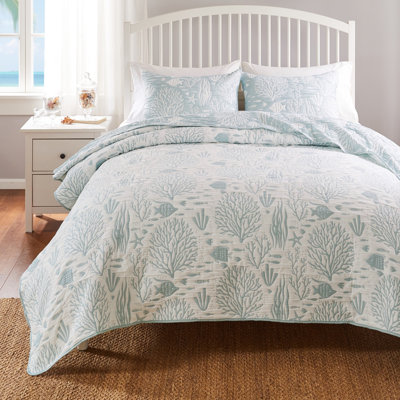 Ensemble de couvre-lit 3 pièces écume de mer Greenland Home Fashions Marina, 90 x 90 pouces