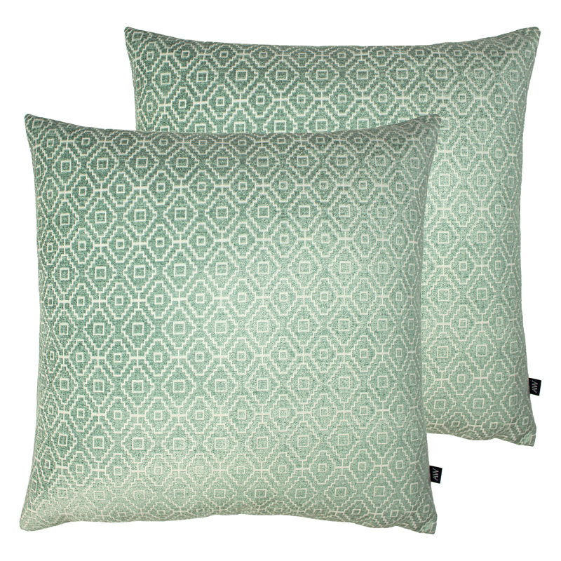 Geometric Square Cushion, Spa/Mint Green