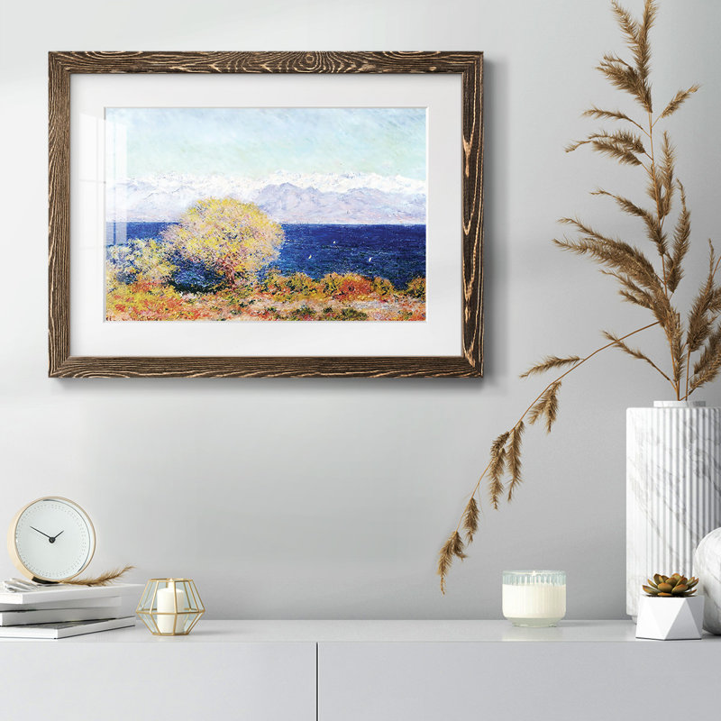 Vue du Cap d'Antibes, 1888, reproduction d'art sur papier, Noyer, H 18 po x l 26 po