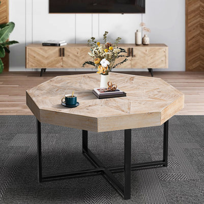 Table basse octogonale rétro, patchwork