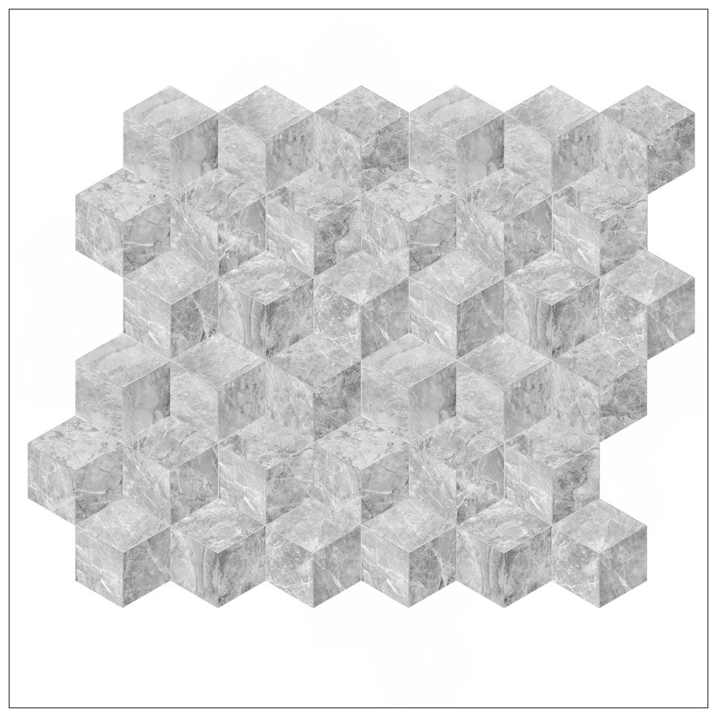Hexagon Carrara Grey Polished Marble Tiles, Natural Stone For Wall And Floor, 12 Pieces Per Box, 7.1 Sq Ft Coverage