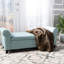 Banc de rangement avec repose-pieds Jacob, accoudoirs roulés, tissu bleu, noir, 50 po