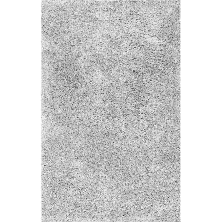 Okan Solid Shag Power Loom Performance Grey Rug