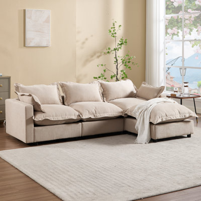 Canapé modulaire rembourré en L avec repose-pieds 4 pièces 4 pièces
