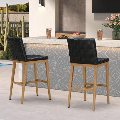 Tabouret de bar en similicuir 29 po avec cadre en aluminium (ensemble de 2)