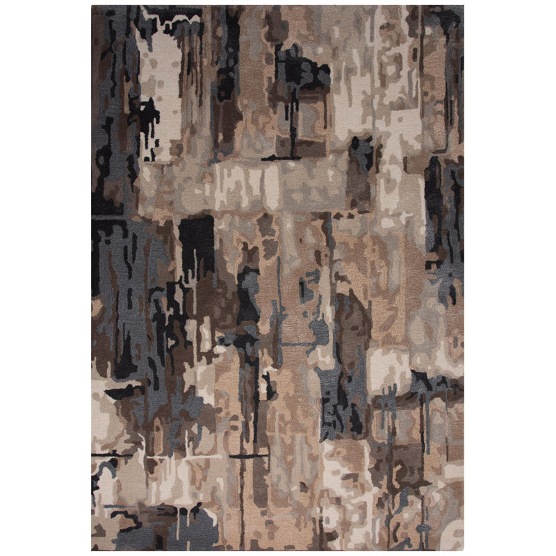 Wool Area Rug with Tencel, Rectangle 9'9" x 12'9"