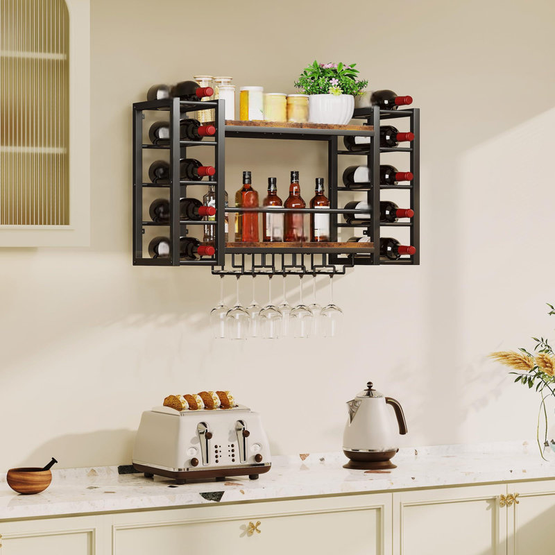 Étagère murale, rangement en métal avec enceinte supérieure (noir)