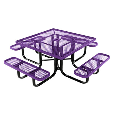 Table de pique-nique carrée de 117 cm, texturée violette, pour enfants