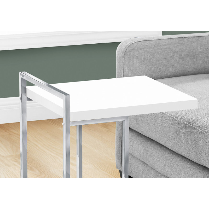 Table d'appoint, en forme de C, bout, côté, collation, salon, chambre à coucher, métal chromé, contemporain, moderne