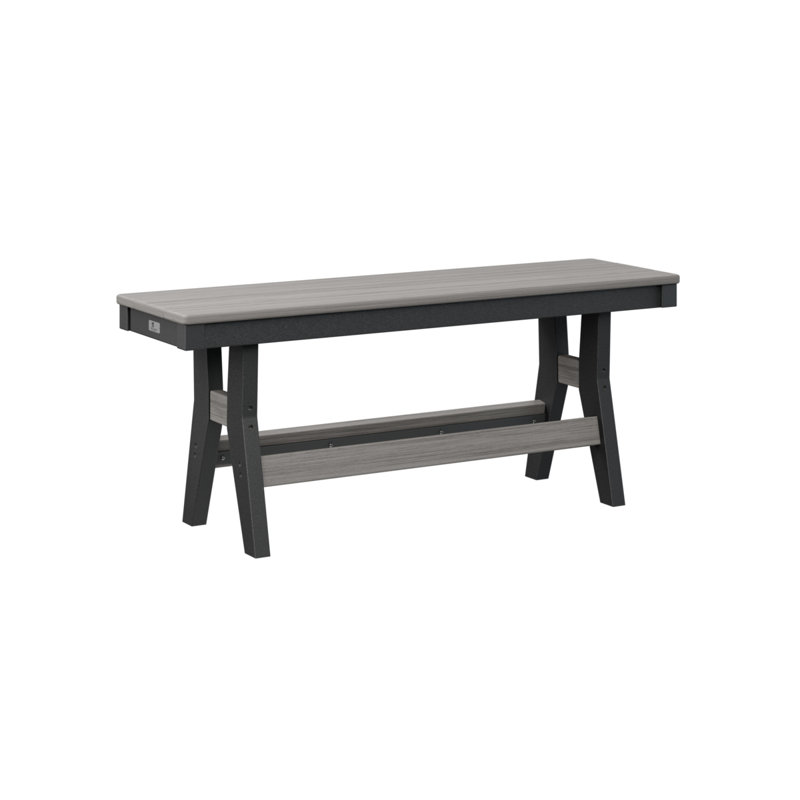 Harbor Outdoor Bench, 18" H x 44" W x 12.5" D, Driftwood Gray/Black