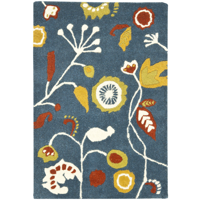 Soho Hand Tufted Wool And Viscose Floral Rug, Rectangle 2' x 3'