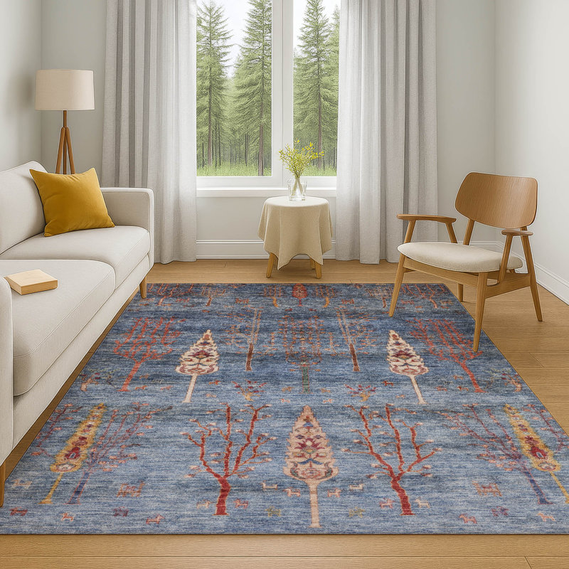 Premium Machine Washable Tara AMF1922 Floral Rug, Rectangle 8' x 10'