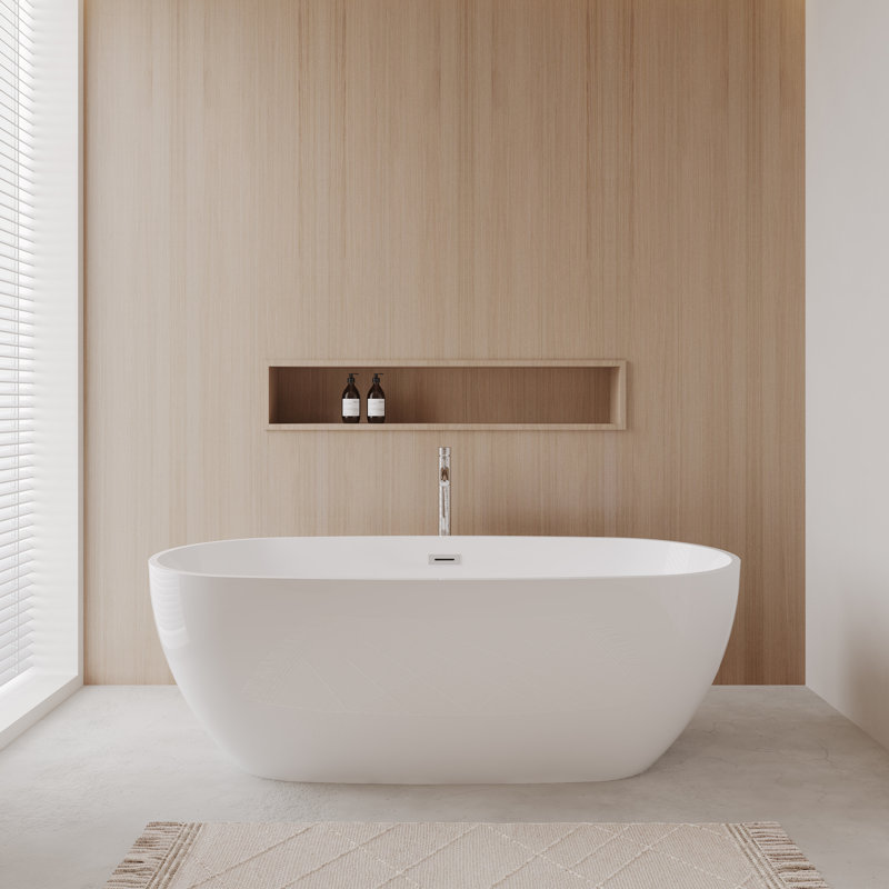 Juno 71 " L x 32 " W Freestanding and Mounting / Installation Required Soaking Acrylic Bathtub with Faucet, Polished Chrome