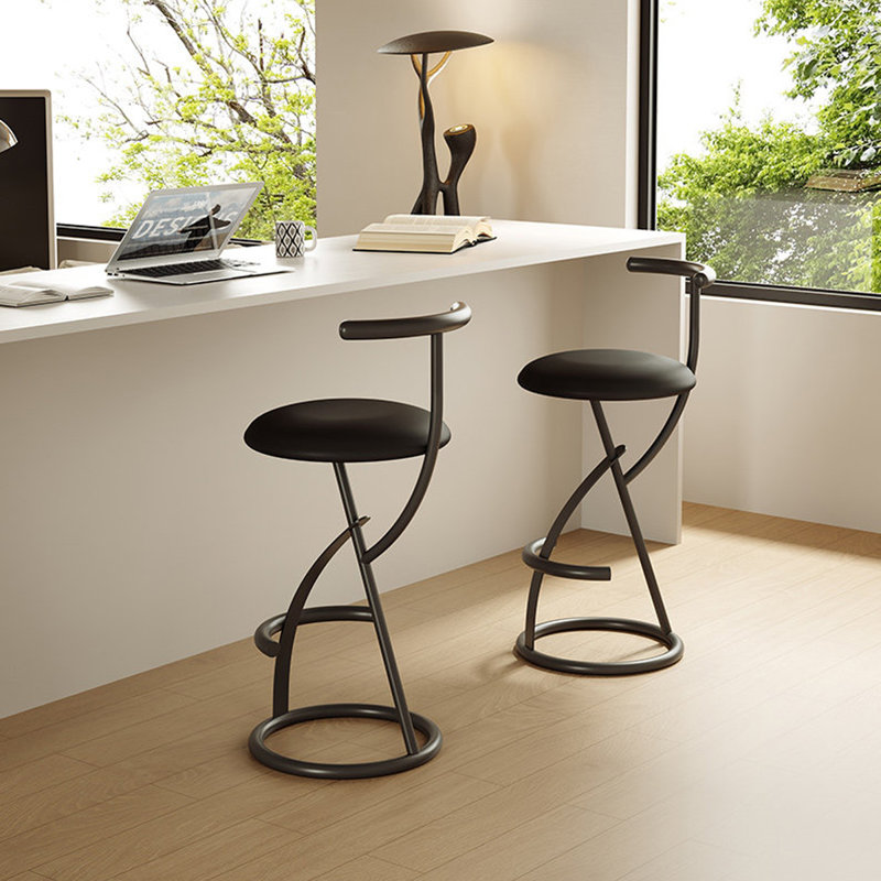 Chaise d'appoint noire à dossier bas (ensemble de 8), 8, 25.59", Noir