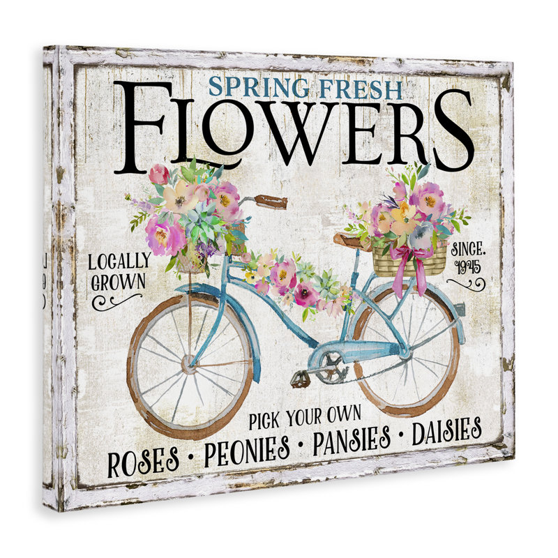 "Spring Spring Flowers & Bike" par Creatif Belle bp-626_CN, H 16 po x l 20 po