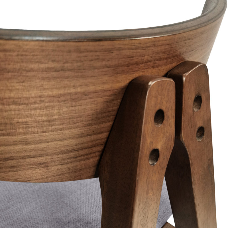2 tabourets de comptoir rembourrés gris foncé - structure en bois d'hévéa de revêtement Mid-Century