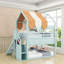 Lit superposé double sur lit double avec glissoire et tablettes Playhouse-107756927