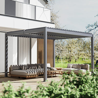 Aluminum Patio Pergola with Adjustable Rainproof Louvers