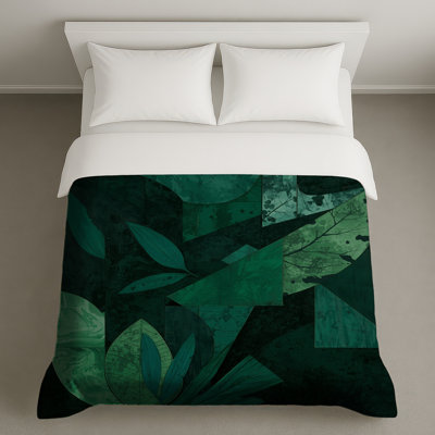 Green Geometric Leaves Duvet Covers